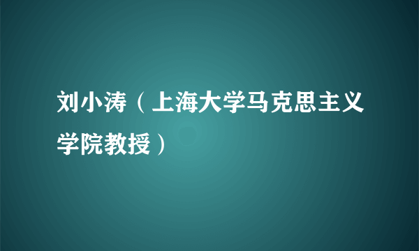 什么是刘小涛（上海大学马克思主义学院教授）