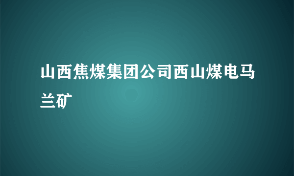 山西焦煤集团公司西山煤电马兰矿