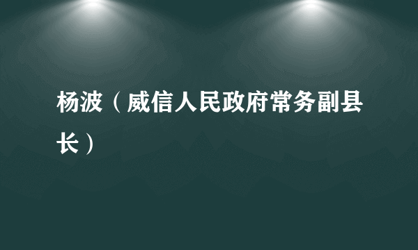 杨波（威信人民政府常务副县长）