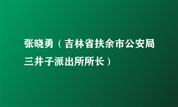 张晓勇（吉林省扶余市公安局三井子派出所所长）