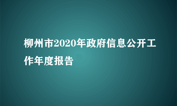 什么是柳州市2020年政府信息公开工作年度报告