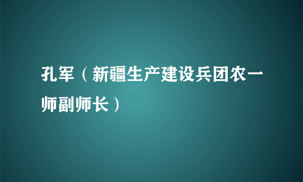 什么是孔军（新疆生产建设兵团农一师副师长）