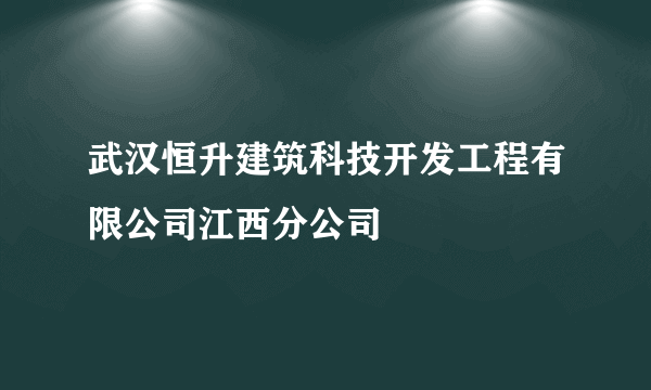 武汉恒升建筑科技开发工程有限公司江西分公司