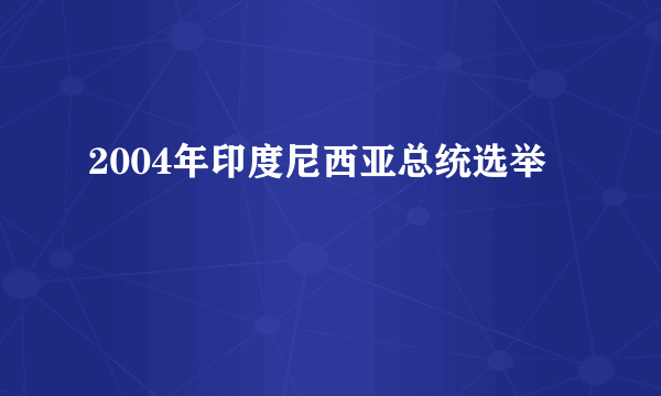 什么是2004年印度尼西亚总统选举