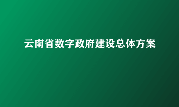 云南省数字政府建设总体方案