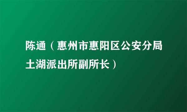 什么是陈通（惠州市惠阳区公安分局土湖派出所副所长）