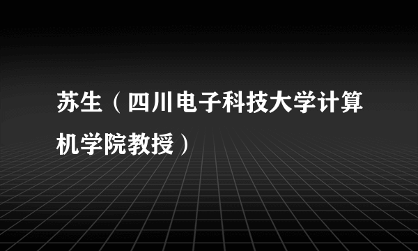 苏生（四川电子科技大学计算机学院教授）