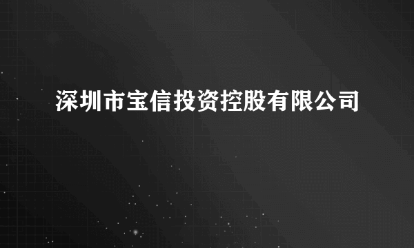 什么是深圳市宝信投资控股有限公司