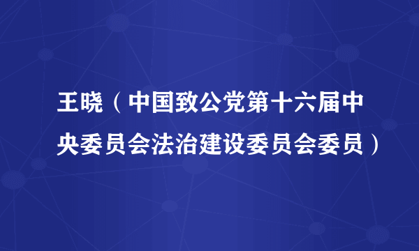 王晓（中国致公党第十六届中央委员会法治建设委员会委员）