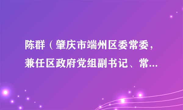 陈群（肇庆市端州区委常委，兼任区政府党组副书记、常务副区长）