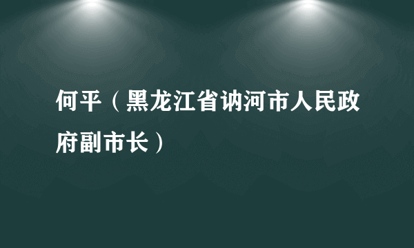 何平（黑龙江省讷河市人民政府副市长）