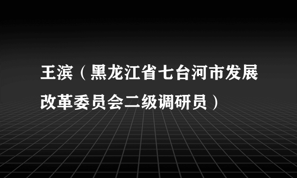 王滨（黑龙江省七台河市发展改革委员会二级调研员）