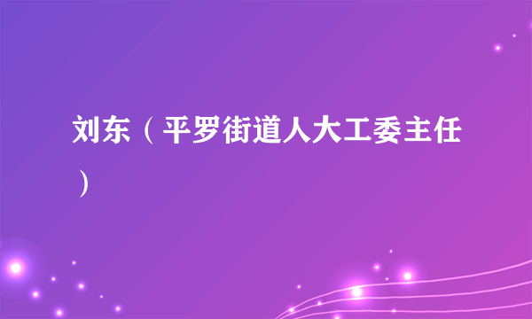 什么是刘东（平罗街道人大工委主任）