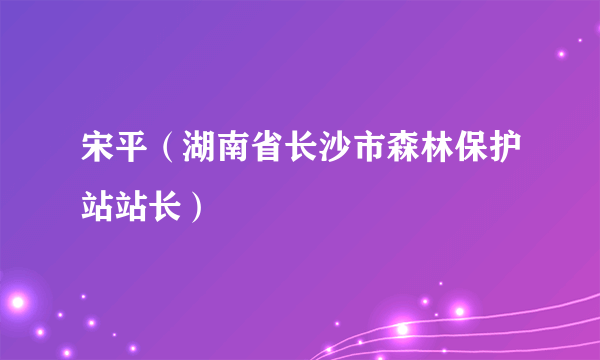 宋平（湖南省长沙市森林保护站站长）