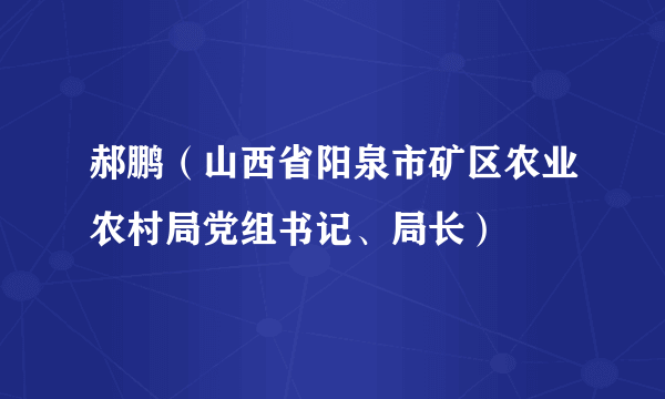 郝鹏（山西省阳泉市矿区农业农村局党组书记、局长）