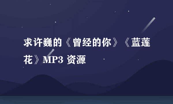 求许巍的《曾经的你》《蓝莲花》MP3 资源