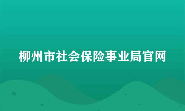 柳州市社会保险事业局官网