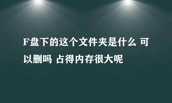 F盘下的这个文件夹是什么 可以删吗 占得内存很大呢