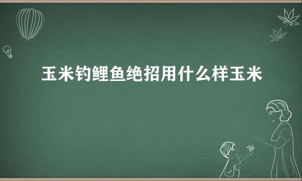 玉米钓鲤鱼绝招用什么样玉米