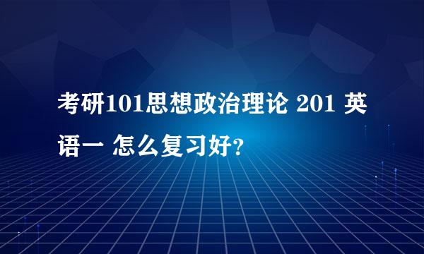 考研101思想政治理论 201 英语一 怎么复习好？