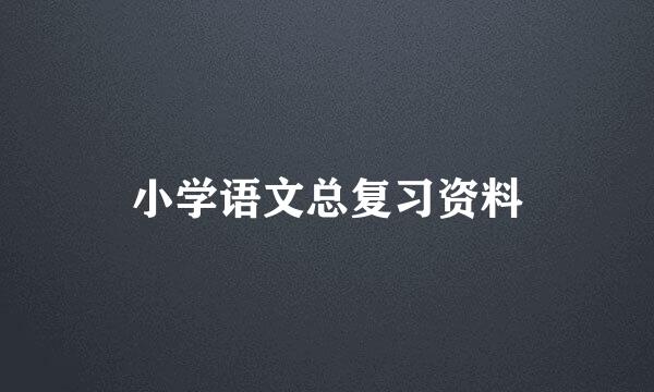 小学语文总复习资料