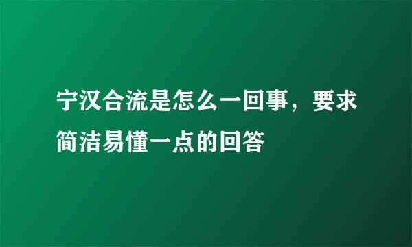 宁汉合流是怎么一回事，要求简洁易懂一点的回答