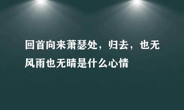 回首向来萧瑟处，归去，也无风雨也无晴是什么心情