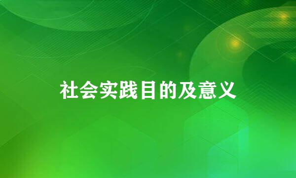 社会实践目的及意义