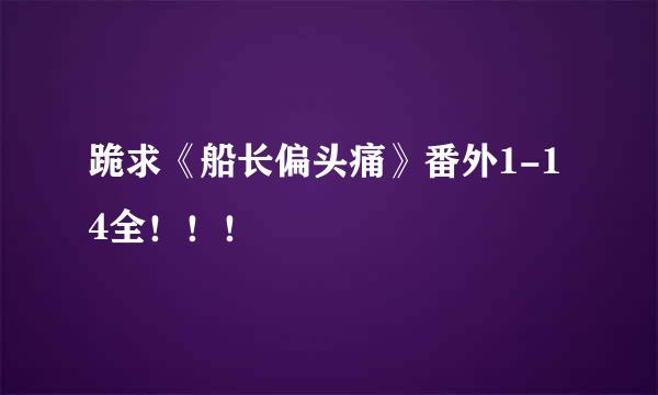 跪求《船长偏头痛》番外1-14全！！！