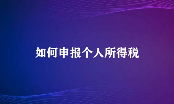 如何申报个人所得税