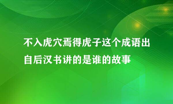 不入虎穴焉得虎子这个成语出自后汉书讲的是谁的故事