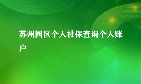 苏州园区个人社保查询个人账户