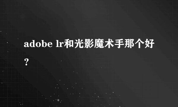 adobe lr和光影魔术手那个好？