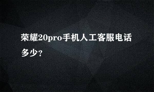 荣耀20pro手机人工客服电话多少？