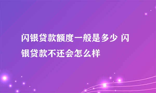 闪银贷款额度一般是多少 闪银贷款不还会怎么样