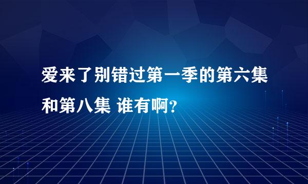 爱来了别错过第一季的第六集和第八集 谁有啊？