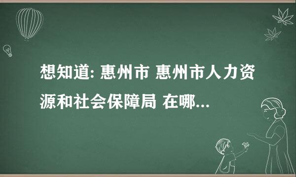 想知道: 惠州市 惠州市人力资源和社会保障局 在哪？具体地址？