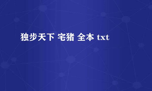 独步天下 宅猪 全本 txt