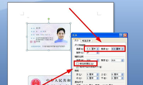 如何用WORD OFFICE打印身份证？（要身份证原始大小）