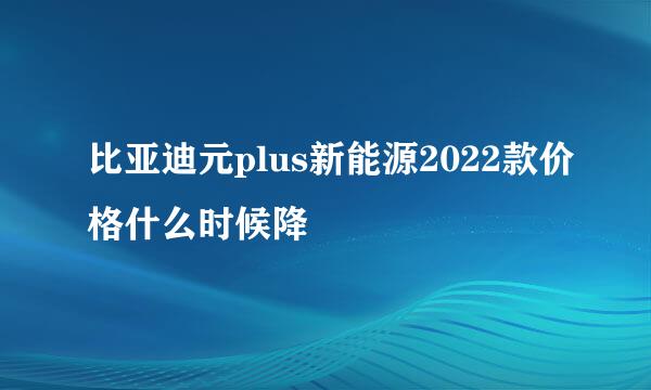 比亚迪元plus新能源2022款价格什么时候降