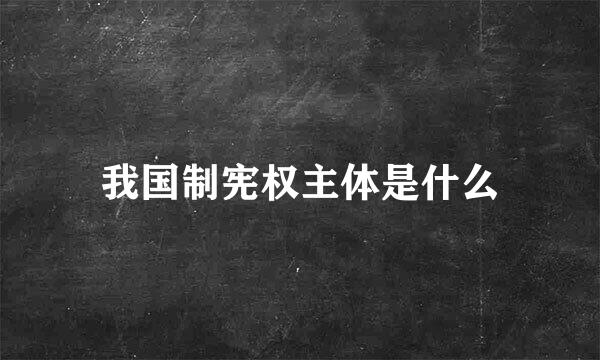 我国制宪权主体是什么