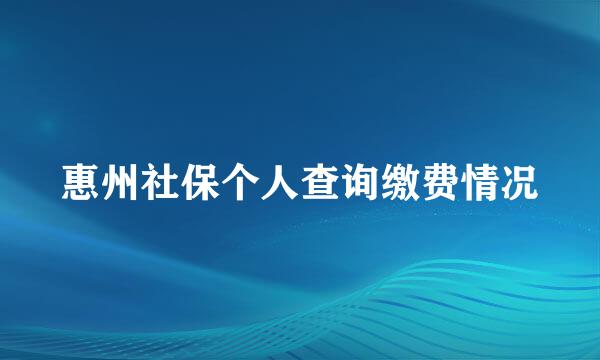 惠州社保个人查询缴费情况