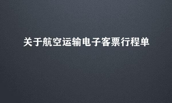 关于航空运输电子客票行程单