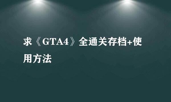 求《GTA4》全通关存档+使用方法