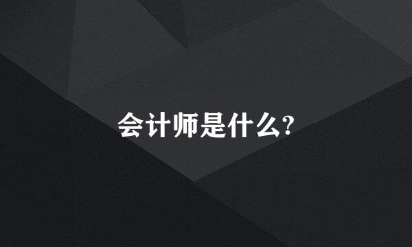 会计师是什么?