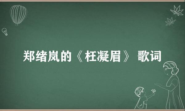 郑绪岚的《枉凝眉》 歌词