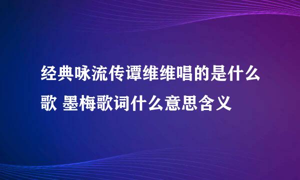 经典咏流传谭维维唱的是什么歌 墨梅歌词什么意思含义