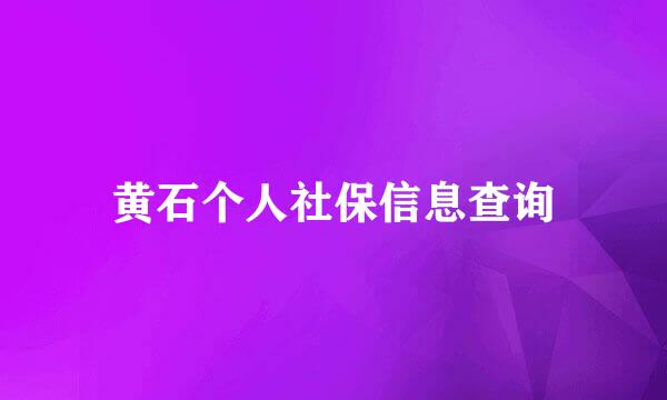 黄石个人社保信息查询