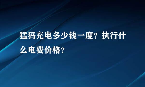 猛犸充电多少钱一度？执行什么电费价格？