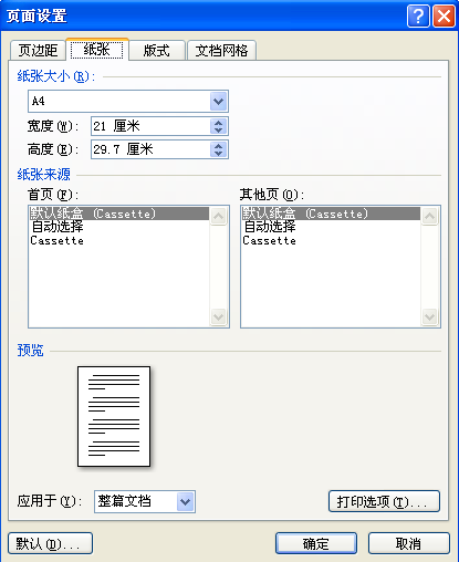 word2003页面设置在哪里？